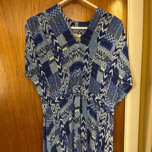 Blue Tucker Silk Dress